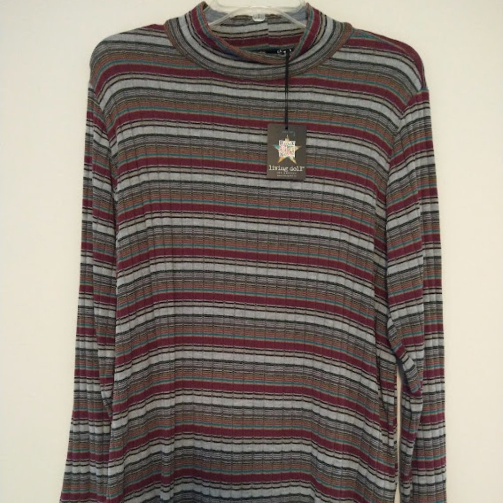 Living Doll Knit Turtleneck Striped Long Sleeve Top